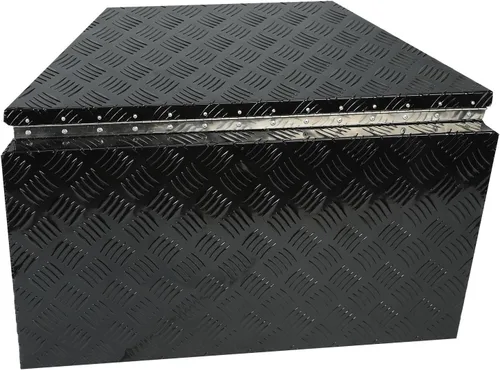 Miniatura 4 de Caja de herramientas de aluminio chapada en negro de 29 pulgadas, caja de herramientas impermeable con cerradura y llave para caravanas