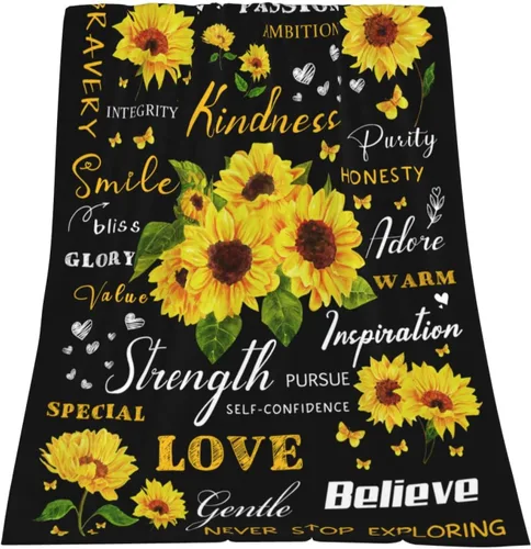 Miniatura 8 de Regalos de girasol para mujer, manta curativa positiva de girasol, cumpleaños para mujeres y mamá, mantas de franela suave con girasoles decorativos