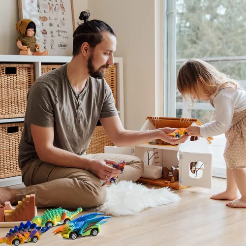 Miniatura 4 de FFTROC Juguetes de dinosaurio para niños de 3 a 5 años, 6 unidades, camiones monstruos, juguetes para niños de 3 a 5 años