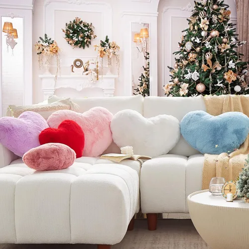 Miniatura 8 de YRXRUS Almohadas de corazón, almohada en forma de corazón, almohada blanca con forma de corazón para regalos, almohadas con forma para ella, niños