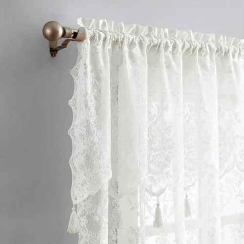 Miniatura 9 de Warm Home Designs Par de 2 paneles de cortina de encaje semitransparentes de color blanco de 54 pulgadas de ancho x 84 pulgadas de largo, cenefas