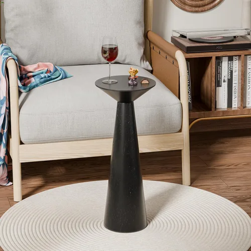 Miniatura 8 de COZAYH Farmhouse Mesa Auxiliar Alta con Pedestal Mesa Pequeña de Madera Maciza para Martini Soporte para Plantas Mesa Redonda Moderna para Bebidas