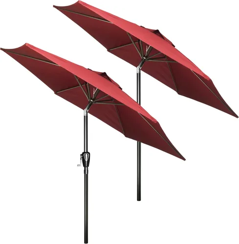 Miniatura 23 de HealSmart Sombrilla de patio de 7.5 pies con botón de inclinación/manivela, sombrilla de mesa al aire libre, 6 varillas resistentes para jardín