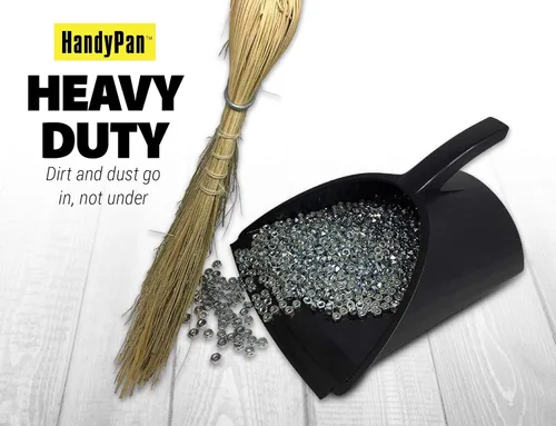 Miniatura 5 de HandyPan - Recogedor resistente, color negro, grande, fabricado en los Estados Unidos con borde de sellado apretado para mantener el polvo