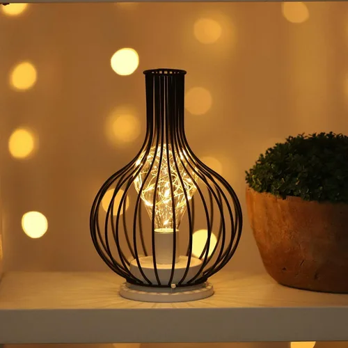 Miniatura 10 de Ulalaza Lámpara LED de alambre de cobre, adornos de hierro forjado, luz nocturna, dormitorio creativo, estilo nórdico, retro, decoración de viento