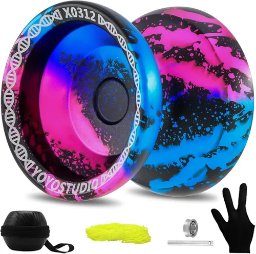 YOYOSTUDIO X0312 Yoyo de Giro con Dedo Profesional y Trucos para Niños de 8 a 12 años, Yoyo de Metal para Niños y Adultos con Kit de Rodamientos de