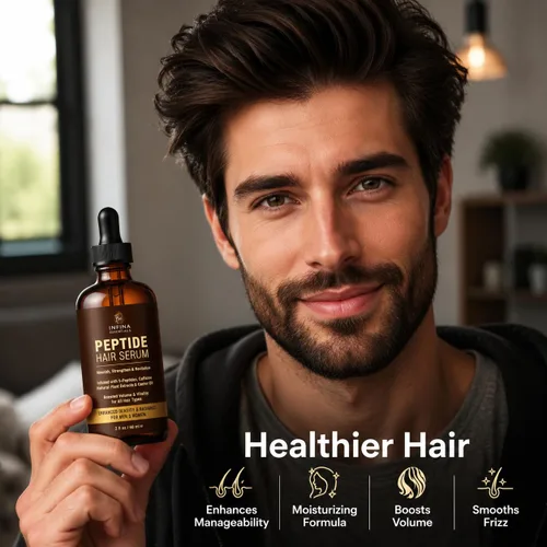 Miniatura 7 de INFINA ESSENTIALS Suero Capilar con Péptidos para el Crecimiento del Cabello Hombres y Mujeres - Péptidos de Cobre para el Crecimiento del Cabello