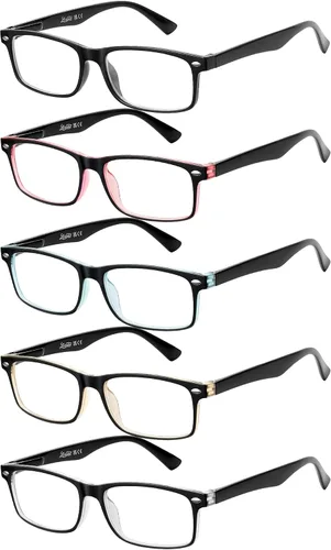 LADEESSE 5 unidades de lentes de lectura para mujeres - Lentes correctores con bloqueo de luz azul para computadora, antideslumbrantes, para hombres