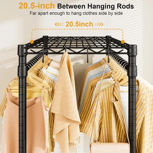 Miniatura 4 de ULIFHOME P4 Plus Perchero Rodante de Ropa Resistente, Percheros de Ropa para Colgar Ropa, Percheros de Vestir Independientes con Ruedas, Perchero