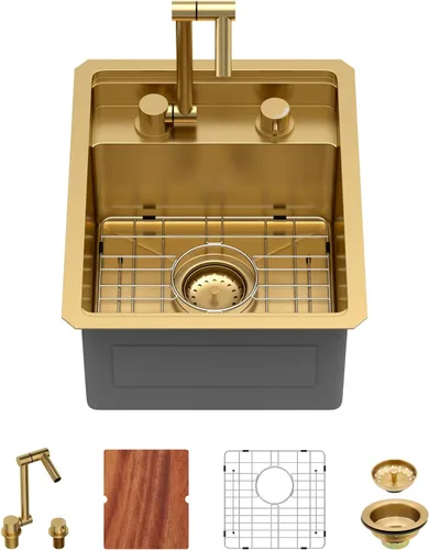 Miniatura 33 de Fregadero de Montaje Bajo de 13 Pulgadas - Beslend 13”x15”x9” Fregadero de Cocina de Acero Inoxidable de Montaje Bajo Calibre 16 Fregadero de Cocina