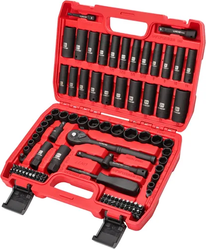 Miniatura 9 de LLNDEI Juego de llaves de impacto de 3/8", SAE estándar (5/16 a 3/4-pulgada) Tamaño métrico (8-22mm), 95 piezas, kit profundo y poco profundo