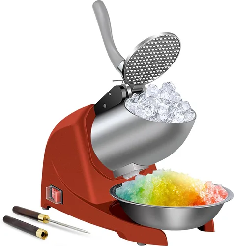 Máquina de hielo afeitado de 380 W, 3 cuchillas, 280 libras/hora, máquina de afeitar eléctrica de hielo, evita salpicaduras, para uso doméstico y