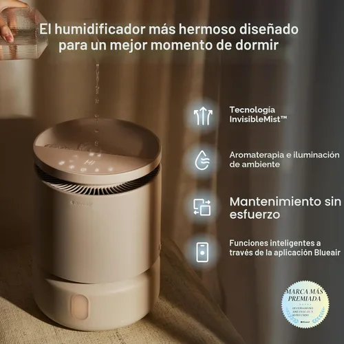 Miniatura 2 de BLUEAIR Humidificador de Habitación - DreamWell - 48 Horas Llenado Superior Sin Niebla Tecnología InvisibleMist Piedra Aromática para Aceites Beige