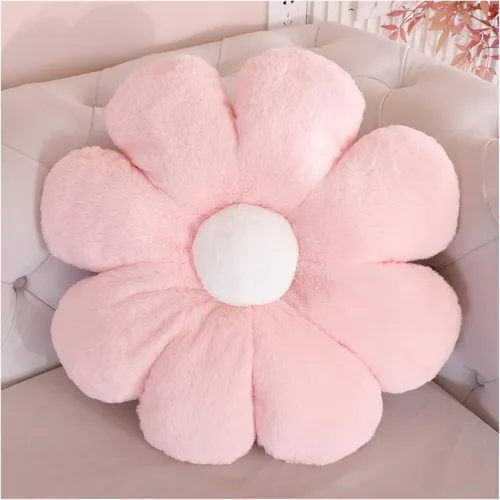 Miniatura 9 de AZCHEN Cojín de almohada de flores Almohada decorativa Almohada de flores para silla Almohada de piso de felpa (19.6 pulgadas, marrón blanco)