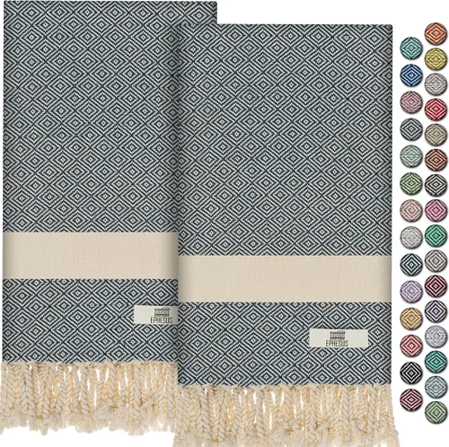 Miniatura 14 de EPHESUS TOWELS Toallas de Mano - Juego de 2 18" x 30" - Toalla de Mano Turca Decorativa para Baño, Cocina, Invitados, Cara, Cabello, Té, Paño