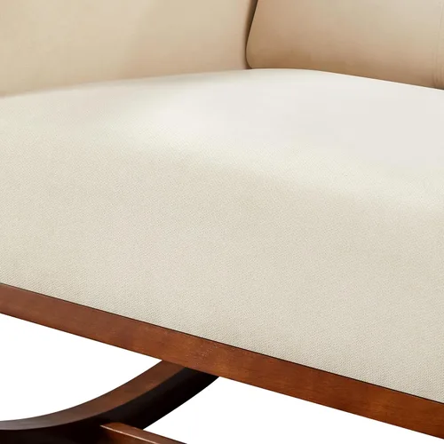 Miniatura 6 de Topeakmart Mecedora tapizada para cuarto de bebé, moderna silla de acento con patas de madera, bolsillo lateral, sillón mecedor para guardería, sala