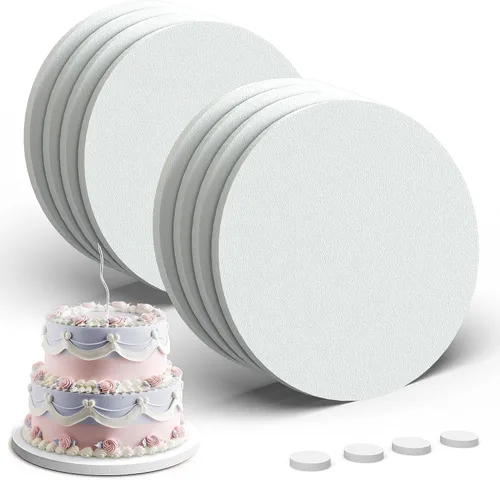 Miniatura 23 de Paquete de 4 tambores para pasteles de 8 pulgadas a prueba de grasa, tambor redondo sólido para tartas, suministros de decoración a prueba de Negro