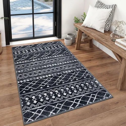 Miniatura 33 de KUTA Alfombras Boho para pasillos de 2.6x10 pies, alfombra de pasillo marroquí lavable, antideslizante, vintage, gris, alfombras de cocina, ultra