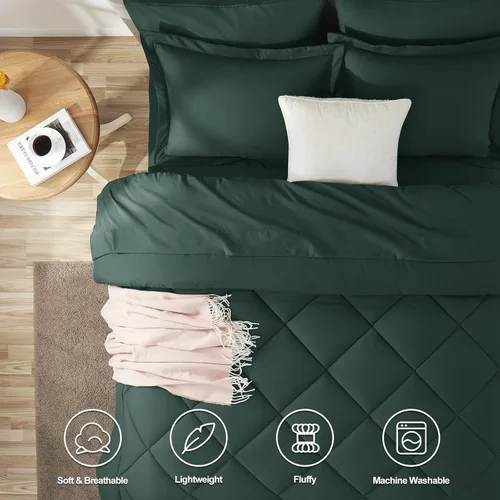 Miniatura 91 de CozyLux Juego de edredón tamaño King, color naranja quemado, toda la ropa de cama en una sola bolsa, 7 piezas: edredón, fundas de almohada