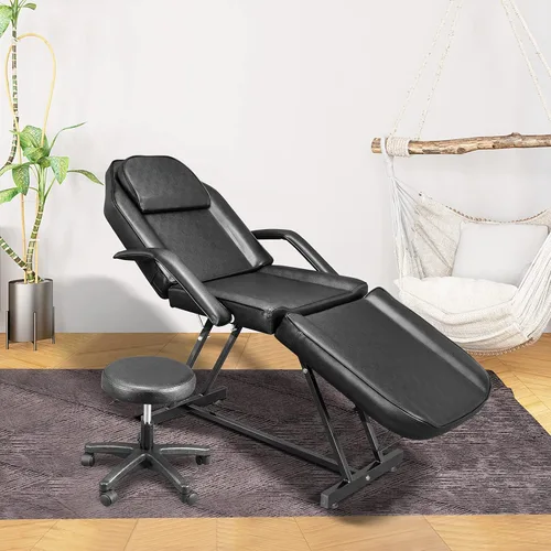 Miniatura 7 de OmySalon silla de masaje para salón, silla para tatuajes, cama para esteticistas con taburete hidráulico, cama facial de tres secciones multiusos