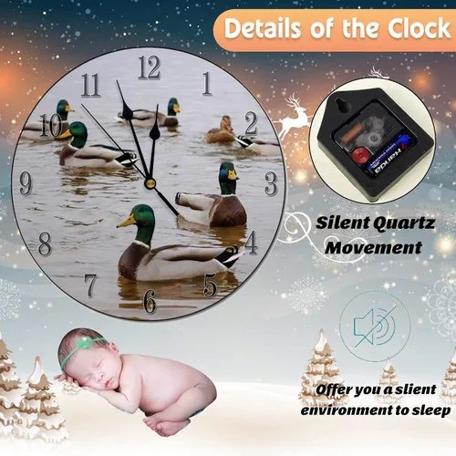 Miniatura 3 de Bantam Ducks Reloj de pared silencioso de 10 pulgadas, estilo 4, unisex