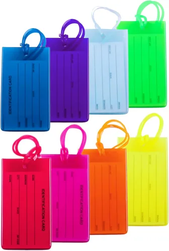 Etiquetas de equipaje de viaje flexibles coloridas para bolsas de equipajemaletas - Juego de etiquetas de identificación con nombre para viajes