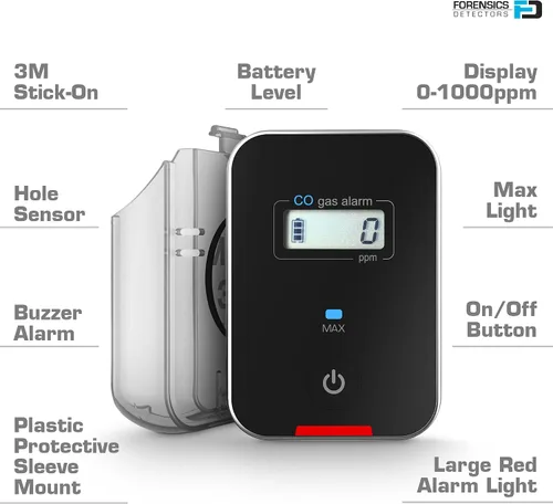 Miniatura 6 de Detector de CO de monóxido de carbono para automóviles, vehículos, aeronaves Alarma rápida de bajo nivel de 9 ppm Vehículos, policía, pilotos