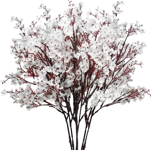 Miniatura 31 de Mandy's 6 paquetes de flores artificiales de aliento de bebé beige marrón 18.5 Inch Silk Gypsophila European Style Modern Home Decor Centerpiece