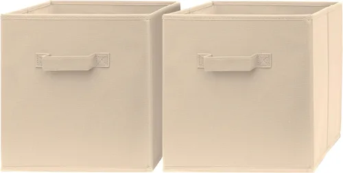 Contenedores de almacenamiento de cubo de 13 pulgadas, paquete de 2 unidades, grandes, con asas dobles, plegables, contenedores de tela de 13 x 13