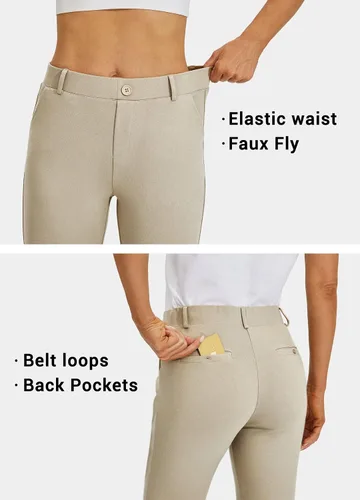 Miniatura 5 de Willit Pantalones capri de vestir para mujer, pantalones de yoga, pantalones capri de trabajo, pantalones elásticos de oficina de cintura alta, 21