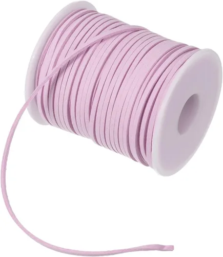 Miniatura 11 de PATIKIL Cordón de gamuza con carrete en rollo de 0.118 in, 50 yardas, cordón plano de piel sintética para collares, pulseras, joyería, cuentas, Azul