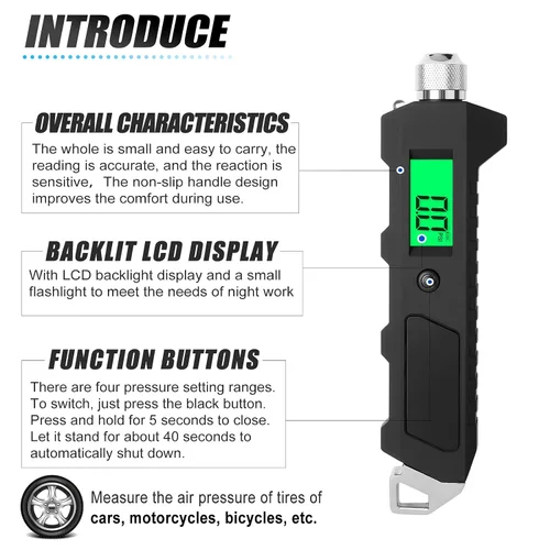 Miniatura 4 de MEANLIN MEASURE Medidor digital de presión de neumáticos de 0 a 230 PSI Accesorios profesionales resistentes para SUV, RV, camión y autos normales