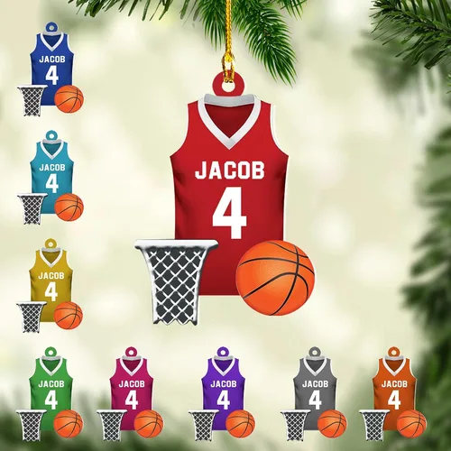 Miniatura 20 de Adorno Personalizado de Baloncesto 2025 - Adorno de Jugador de Baloncesto - Adornos de Árbol de Navidad de Baloncesto - Regalos de Jugador de Bkb 5
