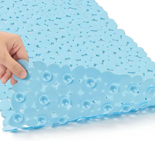 Miniatura 15 de SONGZIMING Tapete de Bañera Antideslizante de Guijarros para Baño y Ducha con Orificios de Drenaje, Tapete con Ventosas para Bañera