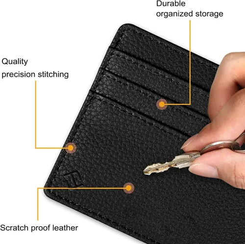 Miniatura 2 de Fintie Billetera delgada y minimalista para bolsillo frontal, con bloqueo RFID, tarjetero y ventana de identificación, para hombre o mujer