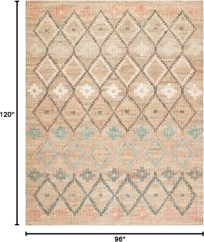 Miniatura 2 de SAFAVIEH Kilim Collection - Alfombra de 8 x 10 pulgadas, grande, natural y azul, hecha a mano de yute y algodón, diseño marroquí bohemio, ideal