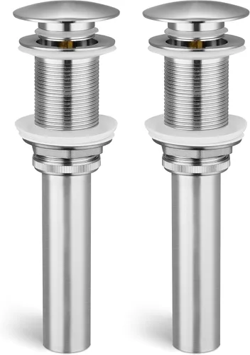 Miniatura 27 de KES Desagüe para lavabo con rebosadero, tapón emergente negro mate, paquete de 2 unidades para lavabo de tocador, tapón de drenaje de metal total