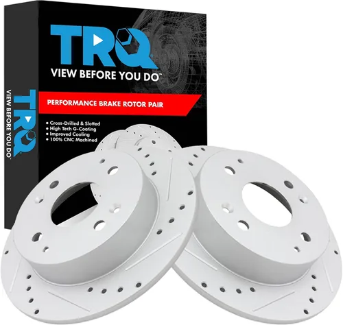 Miniatura 268 de TRQ Juego de rotores de freno de rendimiento trasero con revestimiento G premium compatible con Mazda 6 2014-2021