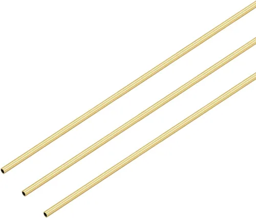Tubo redondo de latón, 0.039 in de diámetro exterior de 0.008 in de grosor de pared de 11.811 in de longitud, tubo recto sin costuras de metal para