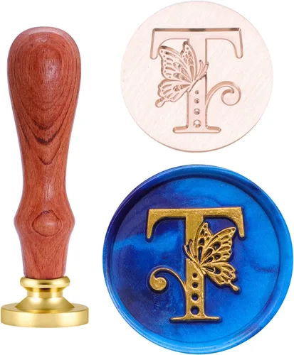 Miniatura 19 de SWANGSA Sello de cera con letra inicial del alfabeto C, sello de sellado de letras de mariposa elegante vintage para invitación de fiesta de boda