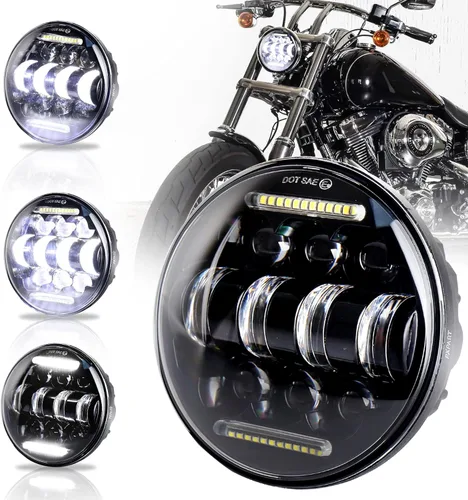 Faro LED de 5.75 pulgadas 5 3/4 pulgadas con halo blanco DRL 66W motocicleta reemplazo de faros delanteros para Harley Davidson Dyna Sportster Iron