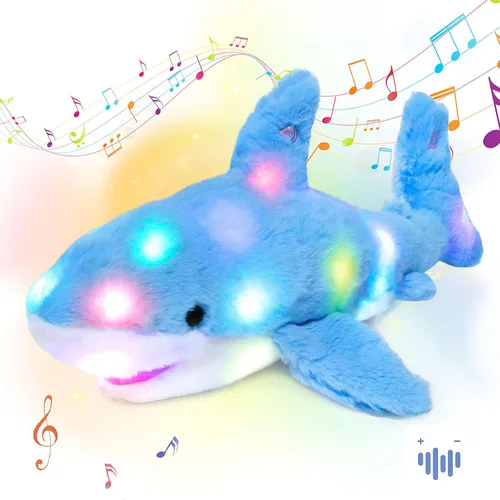Miniatura 13 de Hopearl Cordero de peluche con luces LED, flexible, con luces de noche que brillan en la oscuridad, para festival, cumpleaños, niños pequeños