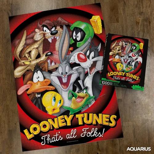 Miniatura 3 de AQUARIUS Looney Tunes - Rompecabezas de 1000 piezas, Thats All Folks Warner Bros, rompecabezas de dibujos animados de 20 x 28 pulgadas, regalo