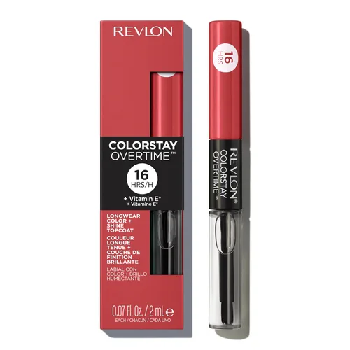 Miniatura 17 de Revlon - Lápiz labial líquido Overtime con brillo de labios transparente, maquillaje facial ColorStay, doble extremo con vitamina E en ciruela/baya