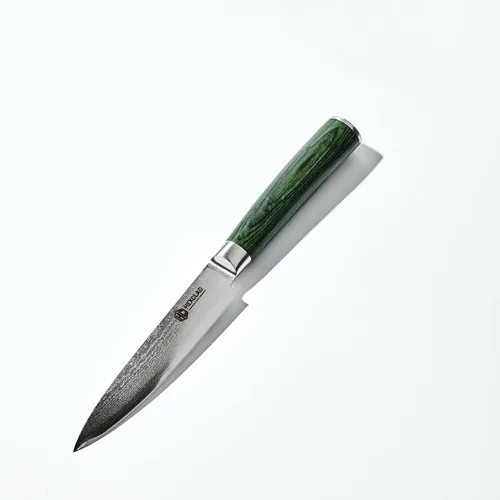 Miniatura 11 de HexClad Varilla de Afilado, Varilla de Acero Inoxidable Damasco Japonés de 9 Pulgadas, Mango de Pakkawood
