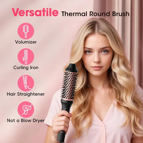 Miniatura 5 de CINOSTAR Cepillo redondo con calor para look de secado al aire con voluminizador, herramienta de peinado de 1.5 pulgadas, cepillo térmico iónico