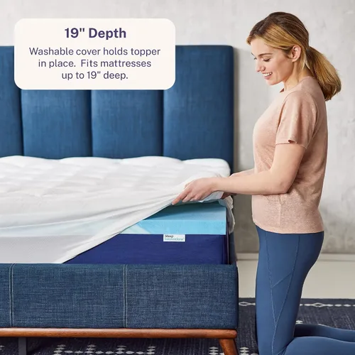 Miniatura 4 de Sleep Innovations Cooling Comfort - Cubrecolchón de espuma viscoelástica con gel de doble capa, 4 pulgadas, tamaño individual, cubierta tipo pillow