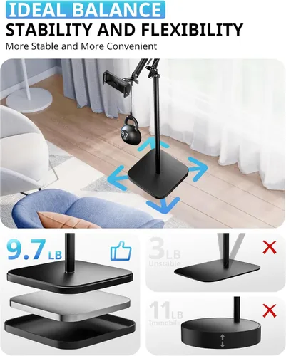 Miniatura 3 de UBeesize Soporte para Tablet para Cama y Piso, Soporte Ajustable para iPad de Servicio Pesado de 9.7 LB, Giratorio de 360°, Brazo Extensible
