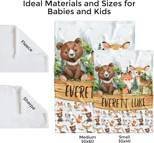 Miniatura 5 de MDPrints - Mantas de bebé personalizadas para niños, regalos personalizados para bebé niño con nombre, mantas de bebé personalizadas, forro polar