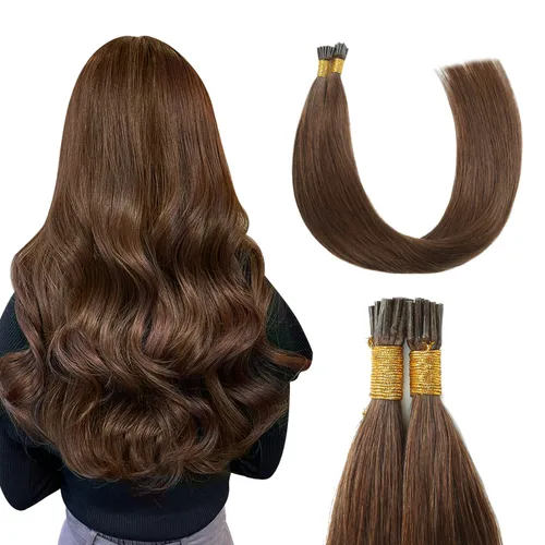 Miniatura 38 de Sunya Extensiones de cabello humano con punta en I Tip, 1.76 oz, 50 mechones por paquete, extensiones de cabello con queratina previamente unidas